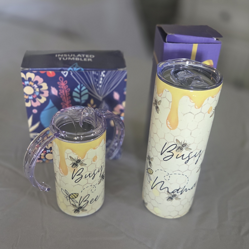 Cream Tumblers with Whimsical Accents